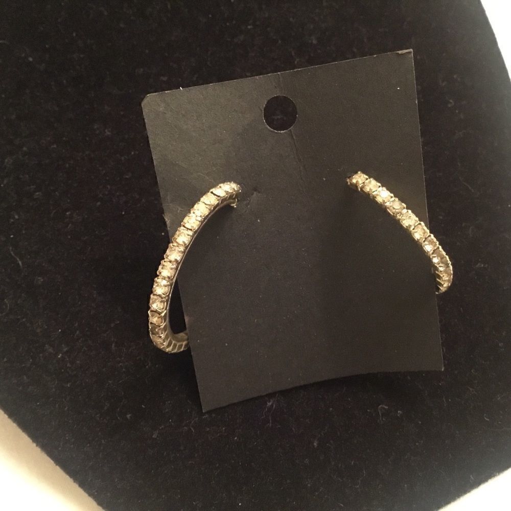 Silvertone Crystal Hoop Earrings